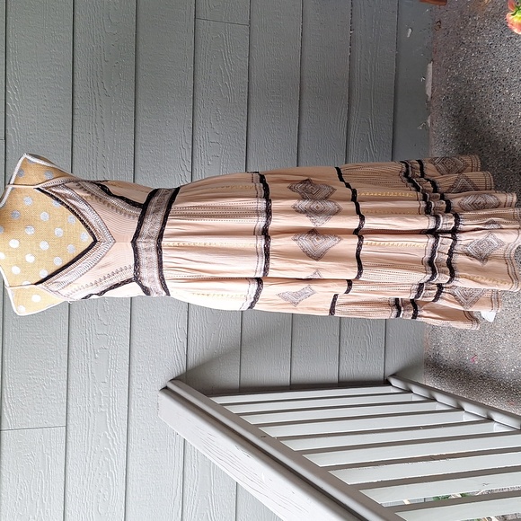 Anthropologie Robin Embroidered Spaghetti Strap Tiered Boho Maxi Dress Size 8 - Picture 5 of 16